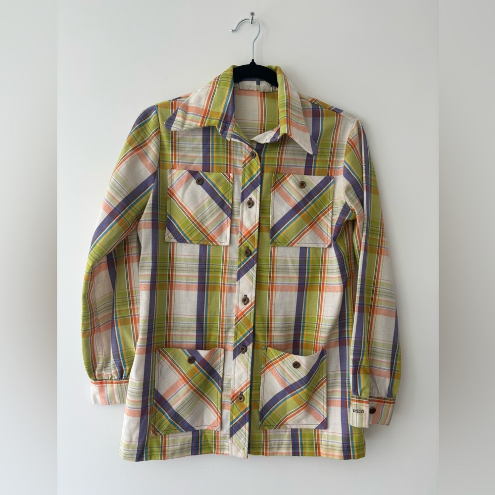 Colorful Plaid Button-Up Shirt